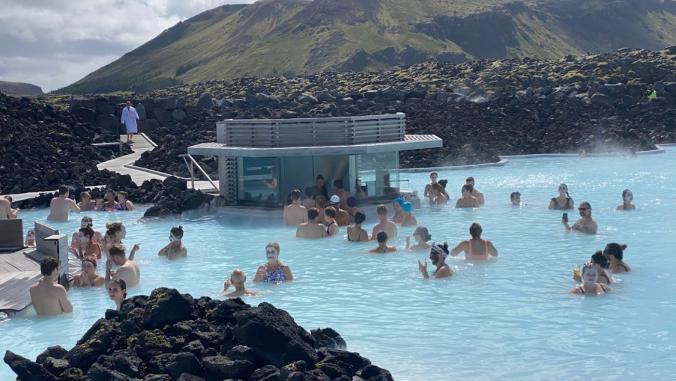 The Blue Lagoon spa, which uses mineral-rich hot water and facemasks from the geothermal operations. 
