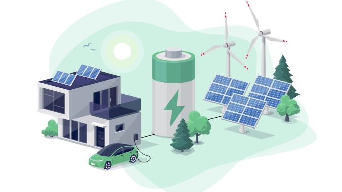 Electric car and house charging with renewable power