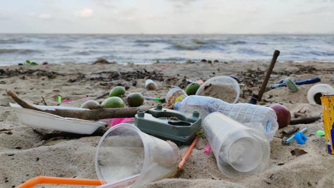 Plastic on a beach