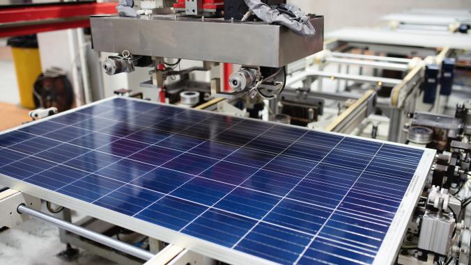 solar panel manufacturing in a factory