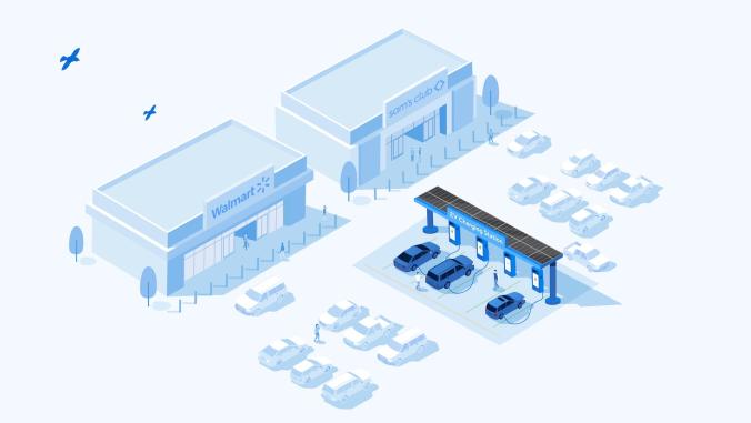 Graphic illustration of Walmart's planned EV charging network