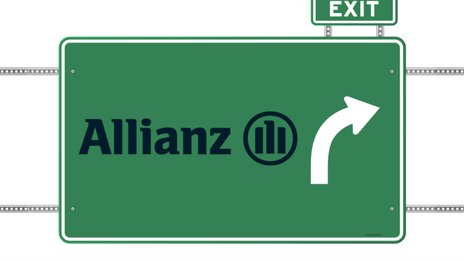 allianz logo on an exit sign