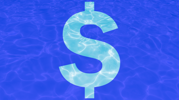 Dollar sign made out of water